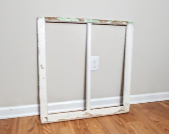 Antique Wooden Window Frame, Chippy Paint Shabby Chic Decor