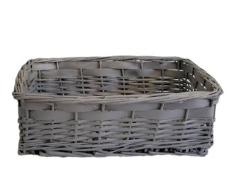 Painted Wicker Basket, French Farmhouse Decor
