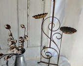 Stunning Chippy Rusty Antique Iron Metal Plant Stand Scroll Design S Scroll French Scroll Architectural Salvage Succulent plant stand