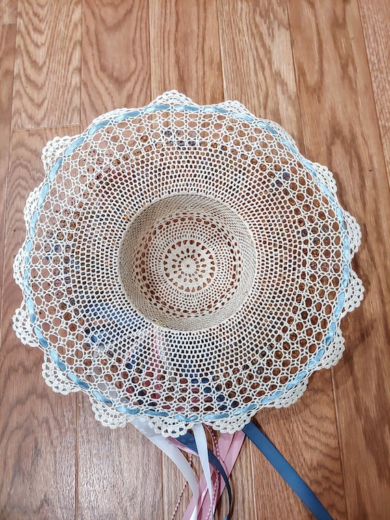 Amazing Vintage Hand Crocheted Starched Hat Decor… - image 8