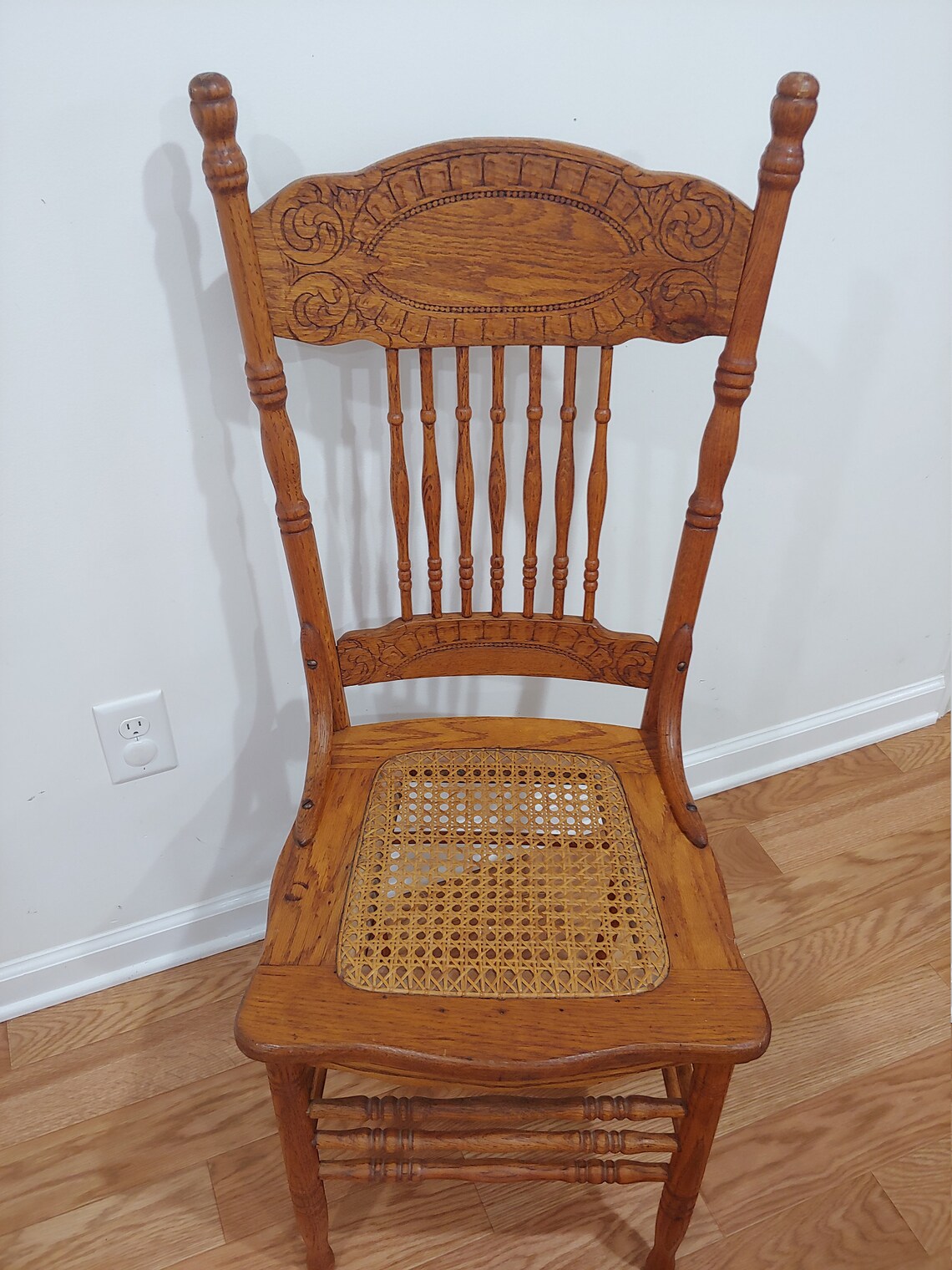 Amazing Antique Cane Bottom Pressed Back Chair Dining Room Etsy