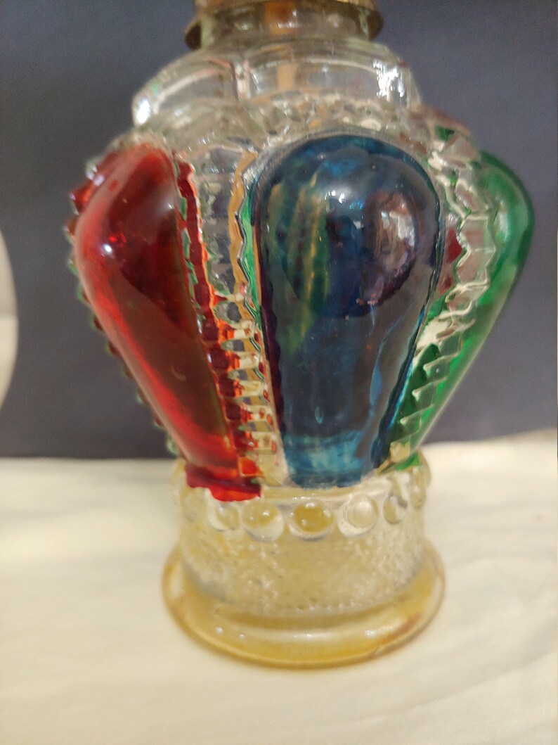 Vintage Multi Colored Kerosene Oil Lamp With Chimney Made in Etsy
