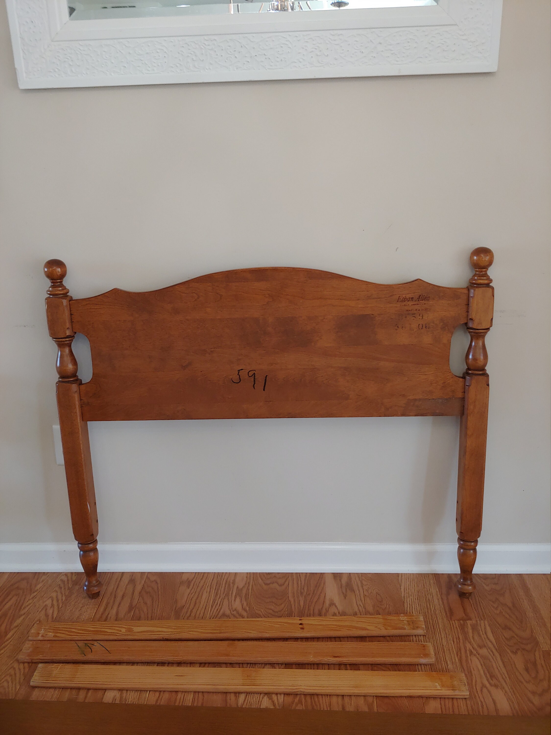 ETHAN ALLEN Maple Birch Solid Wood Twin Bed Frame and Side Rails