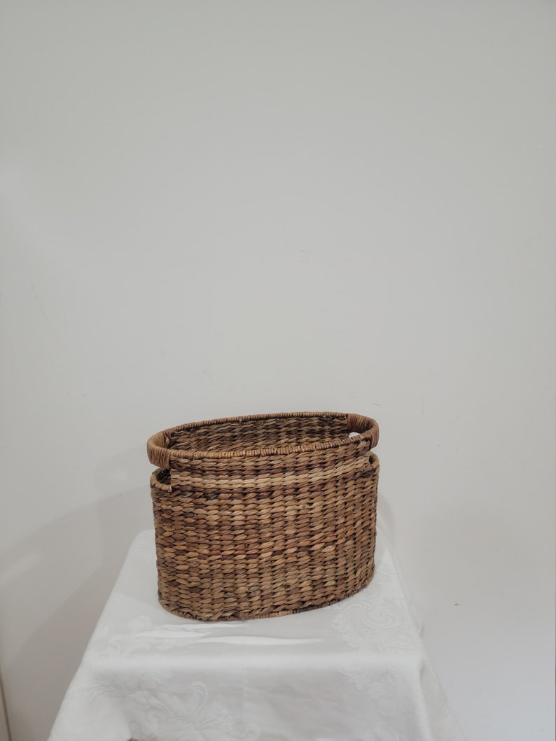 Wicker Magazine Basket Woven Wicker Storage Basket Etsy