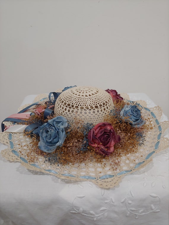 Amazing Vintage Hand Crocheted Starched Hat Decor… - image 3