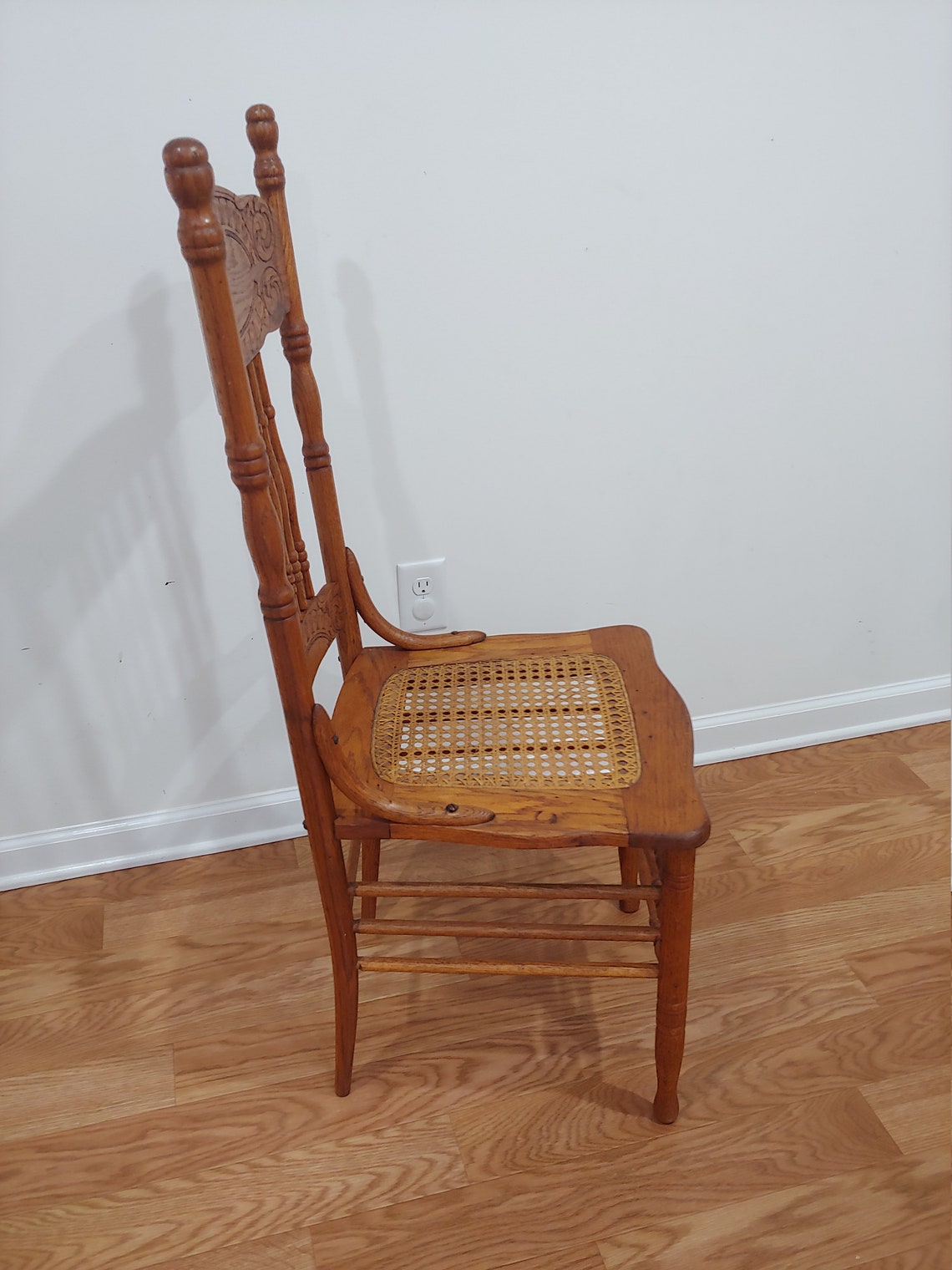 Amazing Antique Cane Bottom Pressed Back Chair Dining Room Etsy