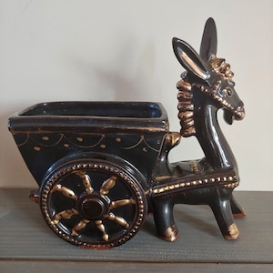 Original Dee Bee Co. Hand Painted Japan Mule and Cart Planter