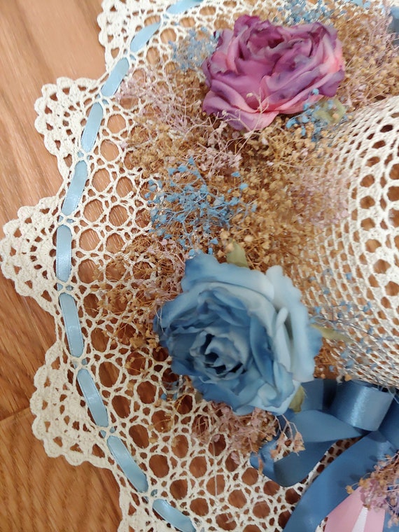 Amazing Vintage Hand Crocheted Starched Hat Decor… - image 9