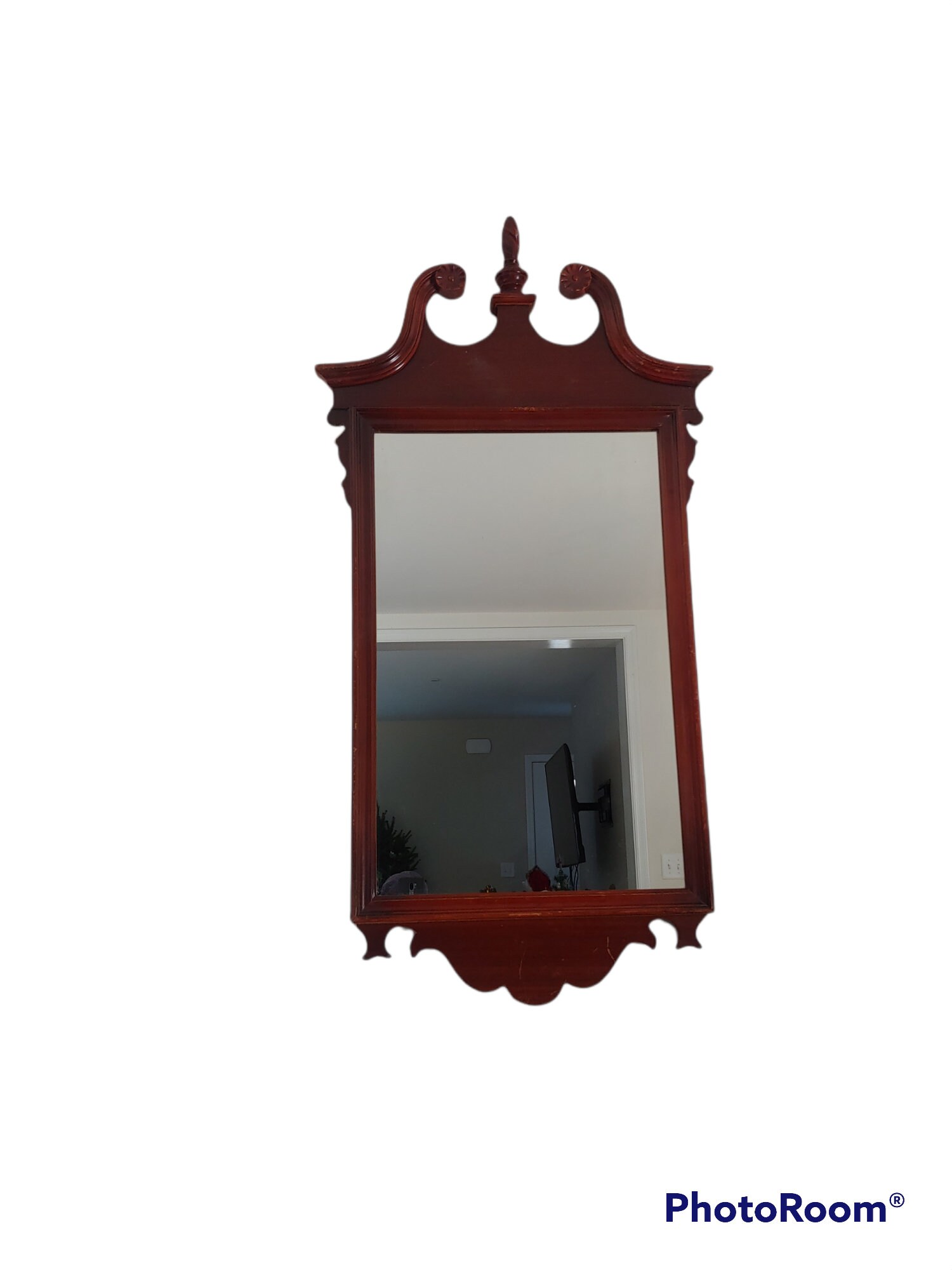 Vintage carved wood grape vine mirror Luaun Mahogany wall -  Portugal