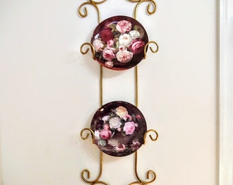 Brass Metal Wall Plate Rack, Decorative Plate Display
