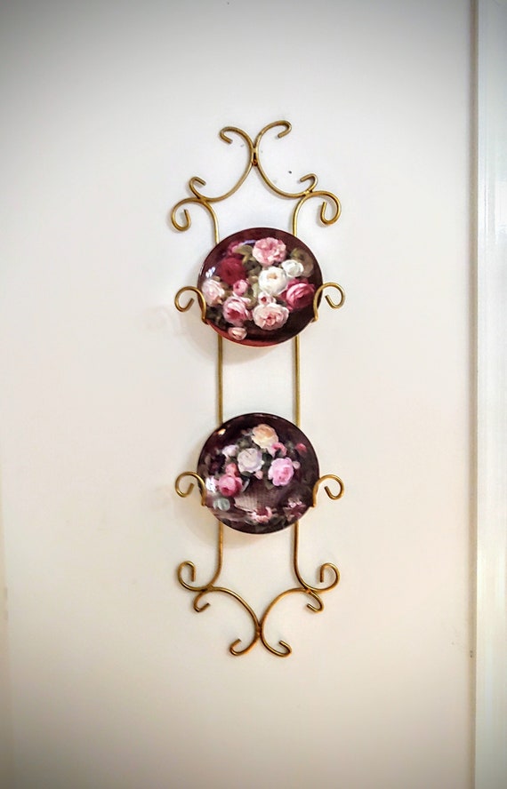 Stunning Metal Brass Wall Plate Holder Towel Holder Plate Rack Wall Hanging Towel Holder Etsy