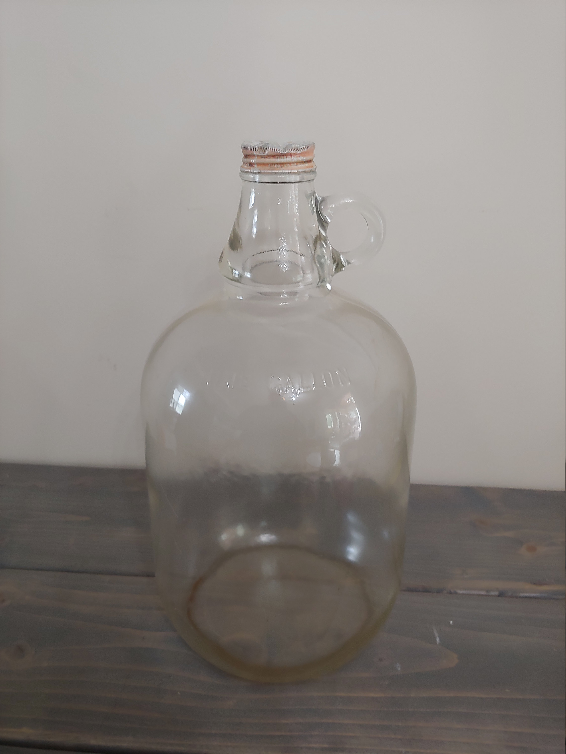 Vintage 1940s 1 Gallon Clear Glass Jug Duraglas Owens-illinois