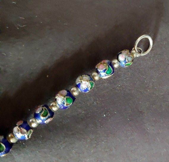 Vintage Chinese floral cloisonne bead bracelet ma… - image 4
