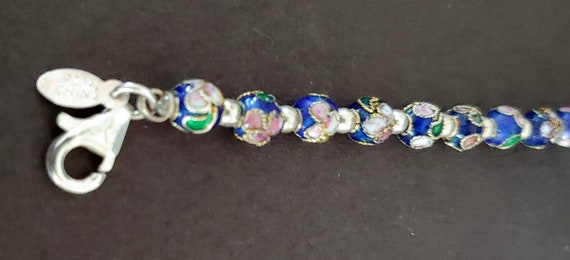 Vintage Chinese floral cloisonne bead bracelet ma… - image 5