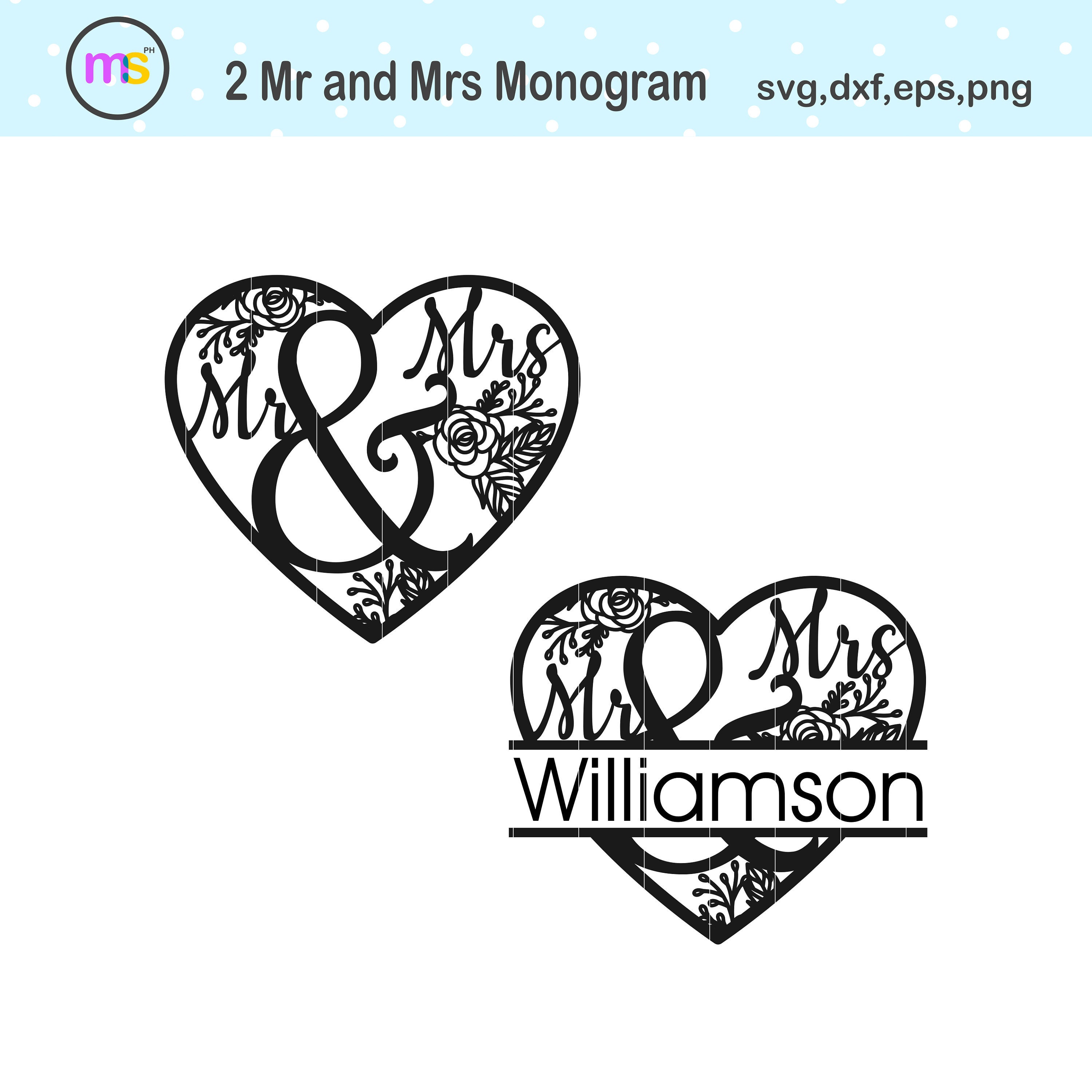 Download Mr And Mrs Clip Art Split Monogram Svg