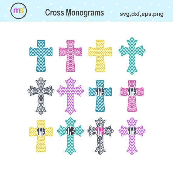 Download Cross Monogram Svg Cross Svg Cross Monogram Christian Cross Etsy