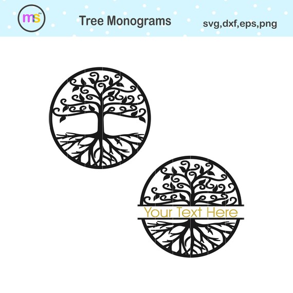 Download Tree Monogram Svg Tree Monogram Frame Svg Tree Svg Tree Etsy