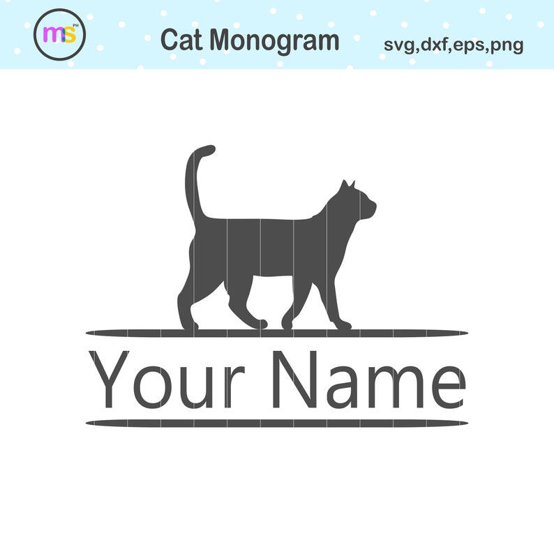 Cat Monogram Svg Cat Monogram Cat Svg Cat Cut File Cat Etsy