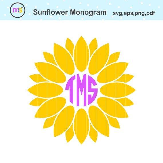 Sunflower Monogram Svg Sunflower Svg Sunflower Clip Art | Etsy