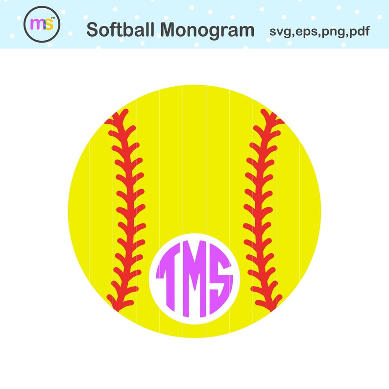 Download Softball Monogram svg Softball svg Softball Clip art | Etsy