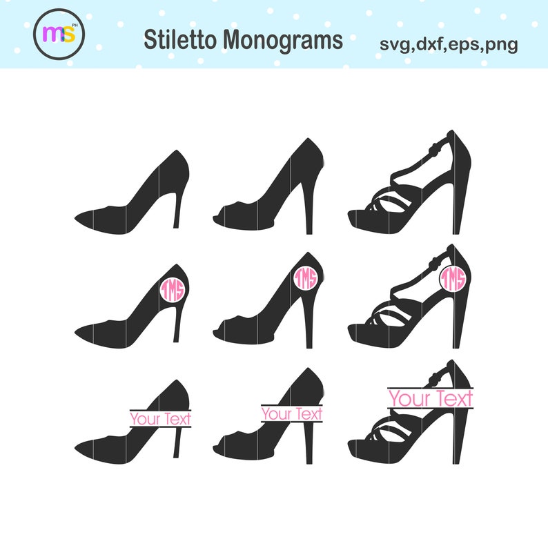 Stiletto Monogram Svg High Heels Svg Stiletto Split Monogram Etsy