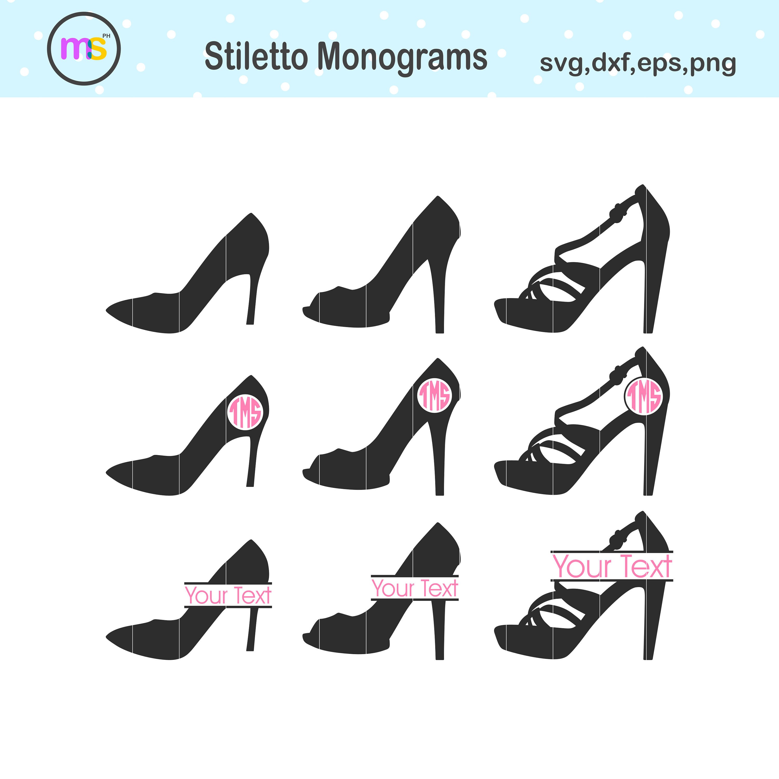 high heel svg, high heel monogram svg, high heels svg, bundle svg, high  heel clipart, woman shoe svg, monogram svg, high heel silhouette dxf By  kArtCreation
