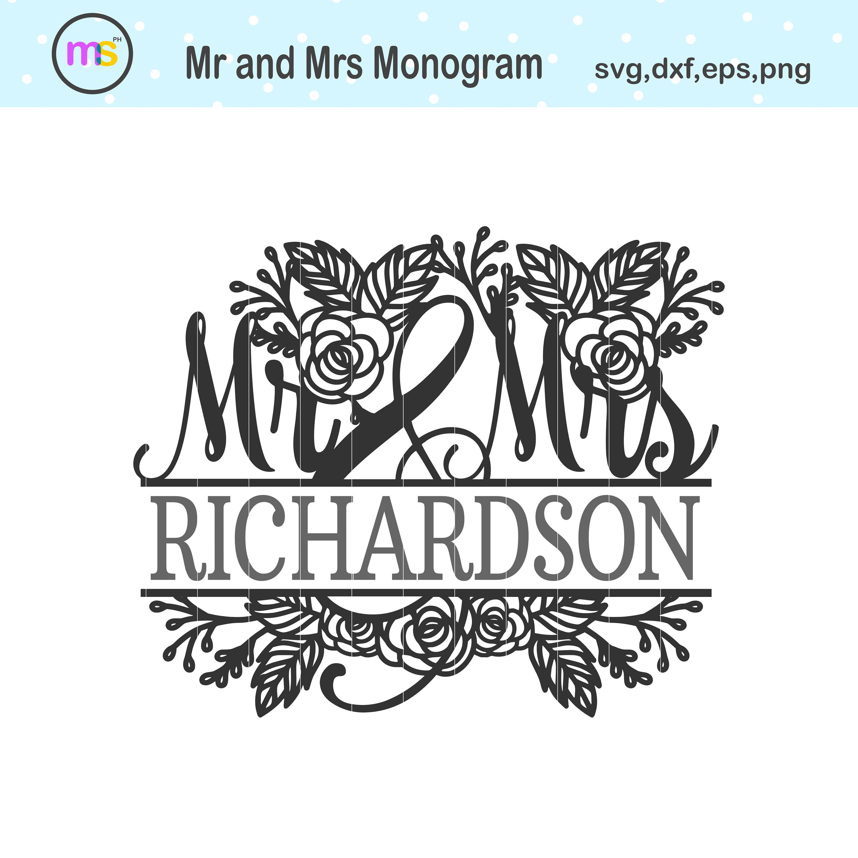 Download Mr And Mrs Monogram Svg Mr And Mrs Split Monogram Svg Etsy