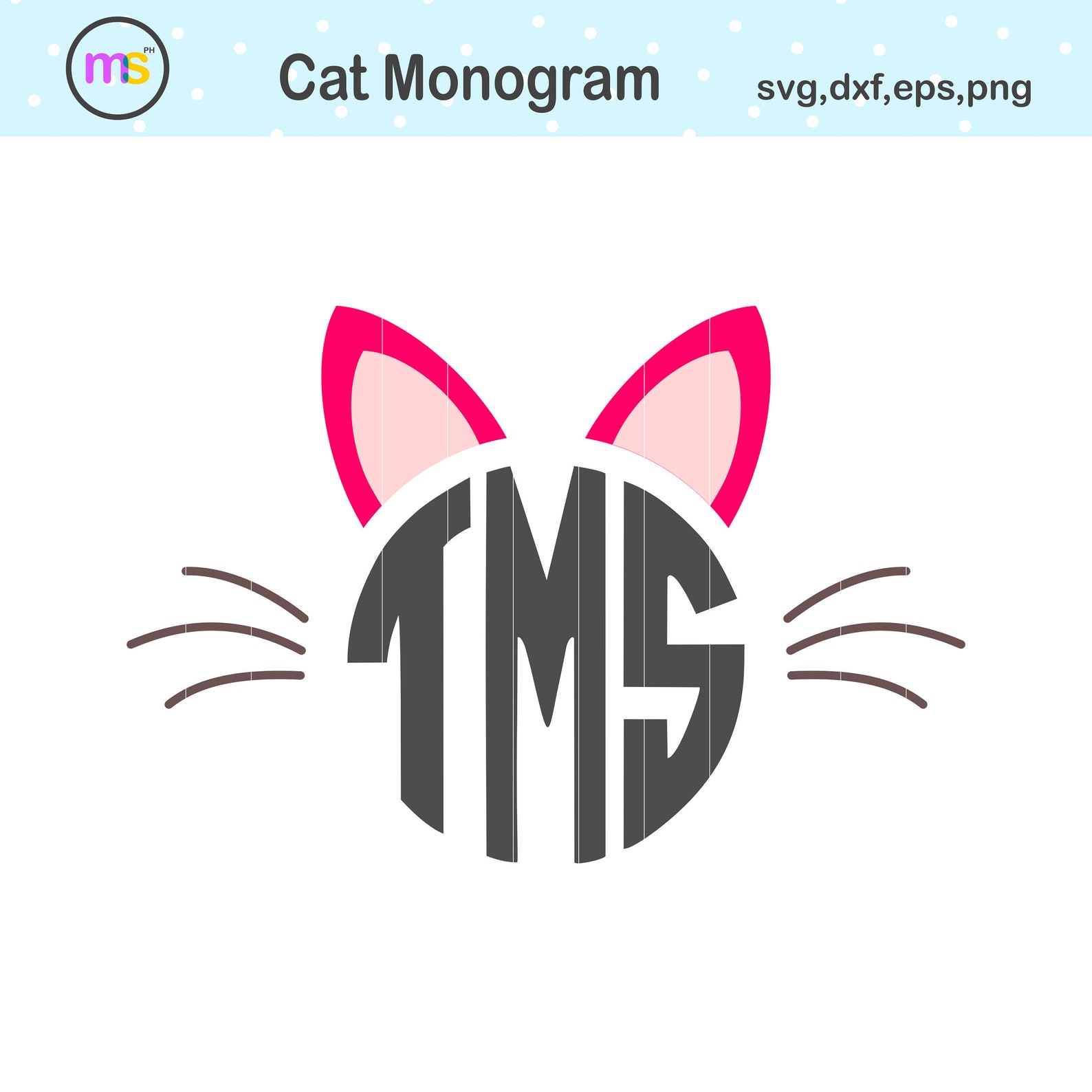 Cat Monogram Svg Cat Monogram Cat Svg Cat Clip Art Cat Etsy