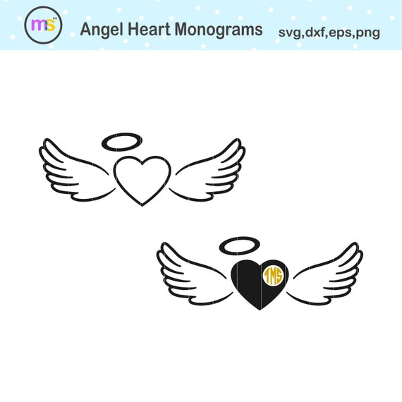 Download Angel Svg Angel Heart Svg Angel Monogram Svg Angel Wings Etsy