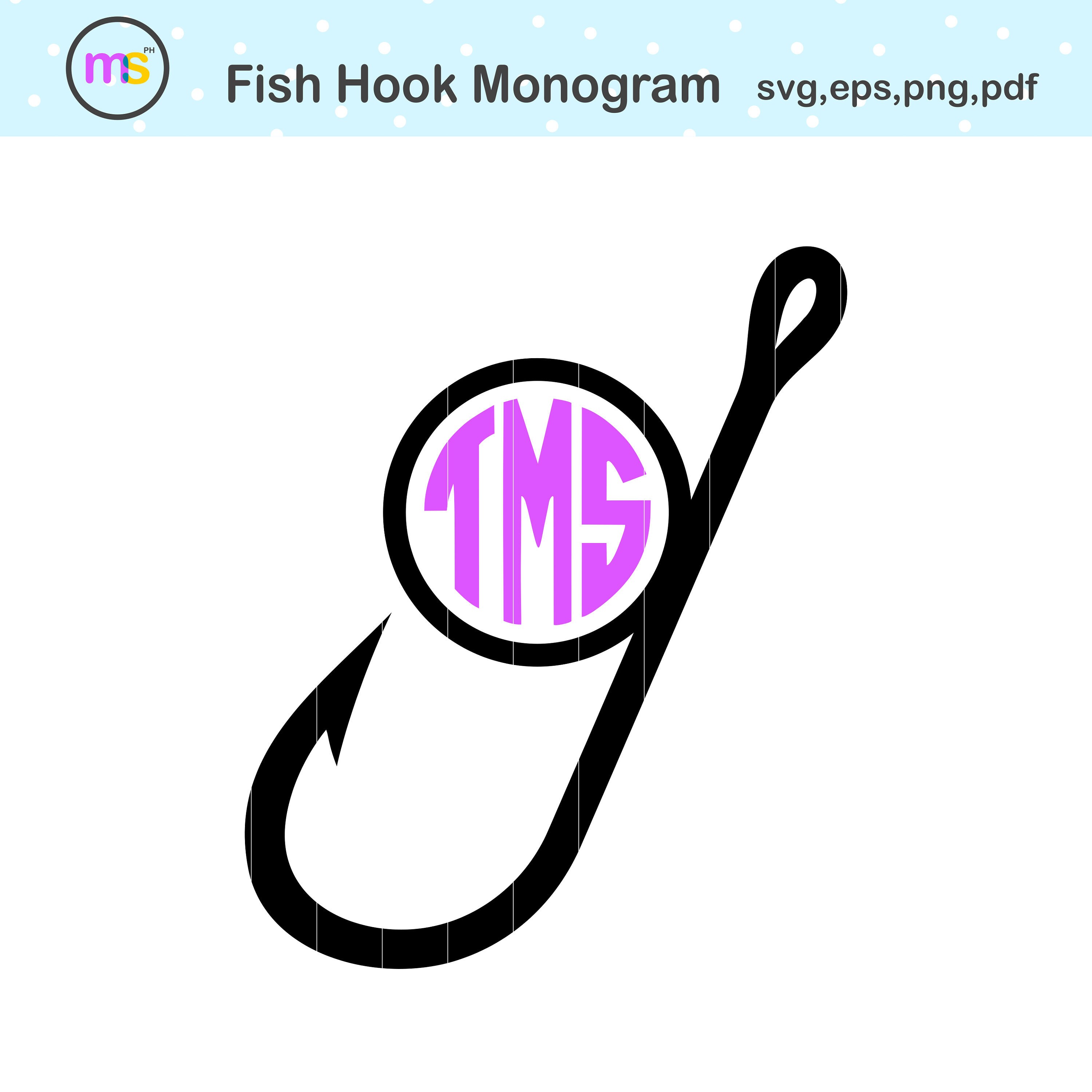 Download Fish Hook Svg Fish Hook Monogram Svg Hook Monogram Svg Hook Etsy