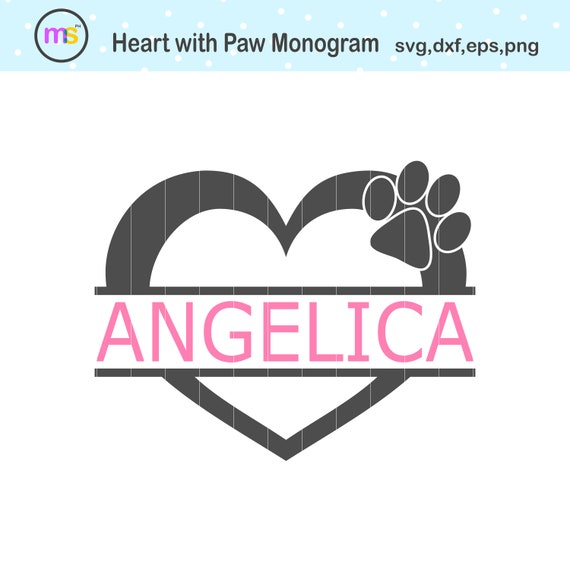 Download Paw Monogram Svg Dog Monogram Svg Paw Heart Monogram Svg Etsy