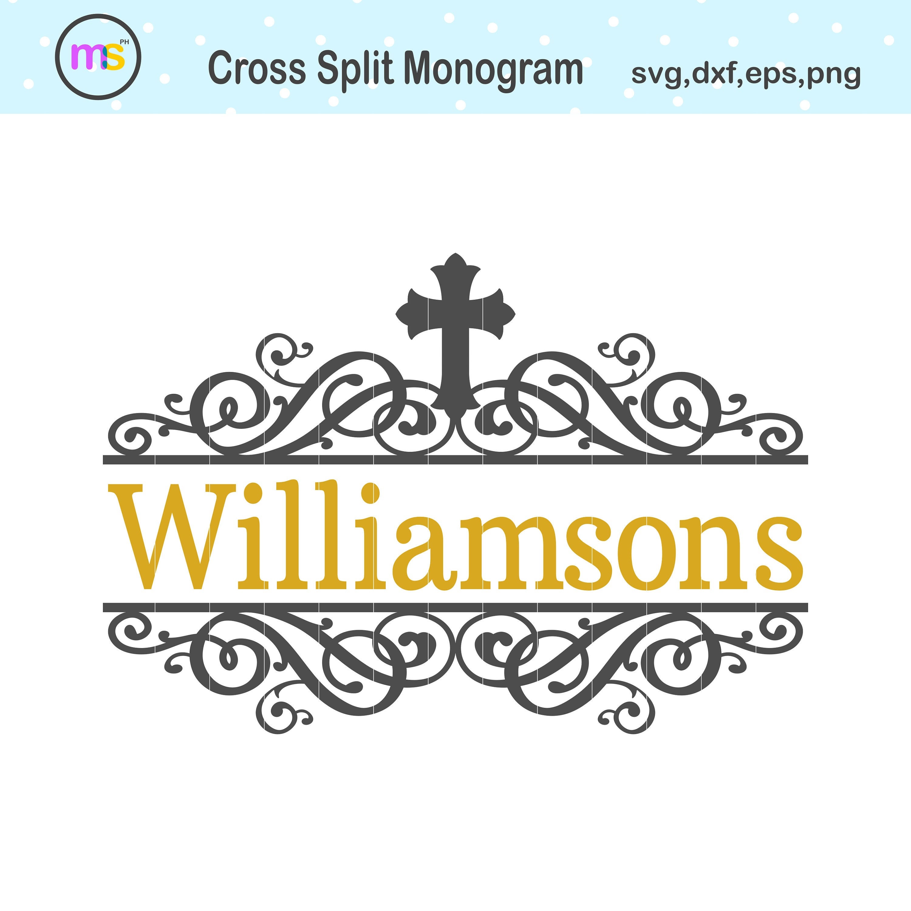 Download Cross Monogram Svg Cross Split Monogram Svg Christian Cross Etsy