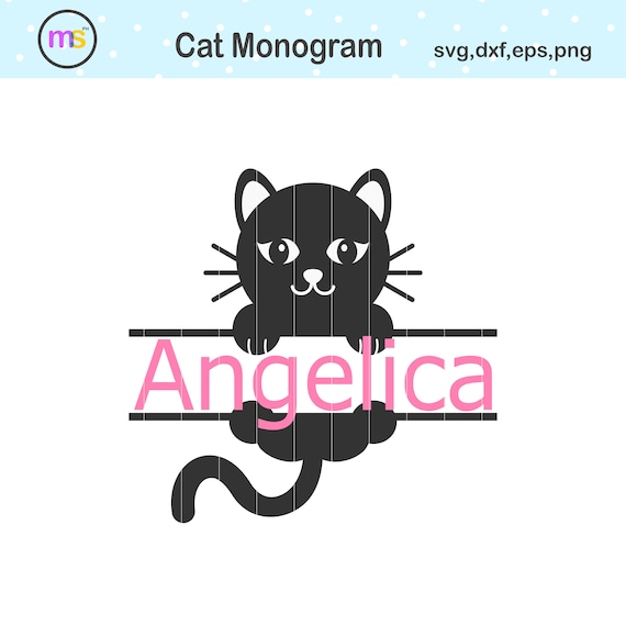 Download Cat Monogram Svg Cat Svg Cat Monogram Cat Cut File Cat | Etsy