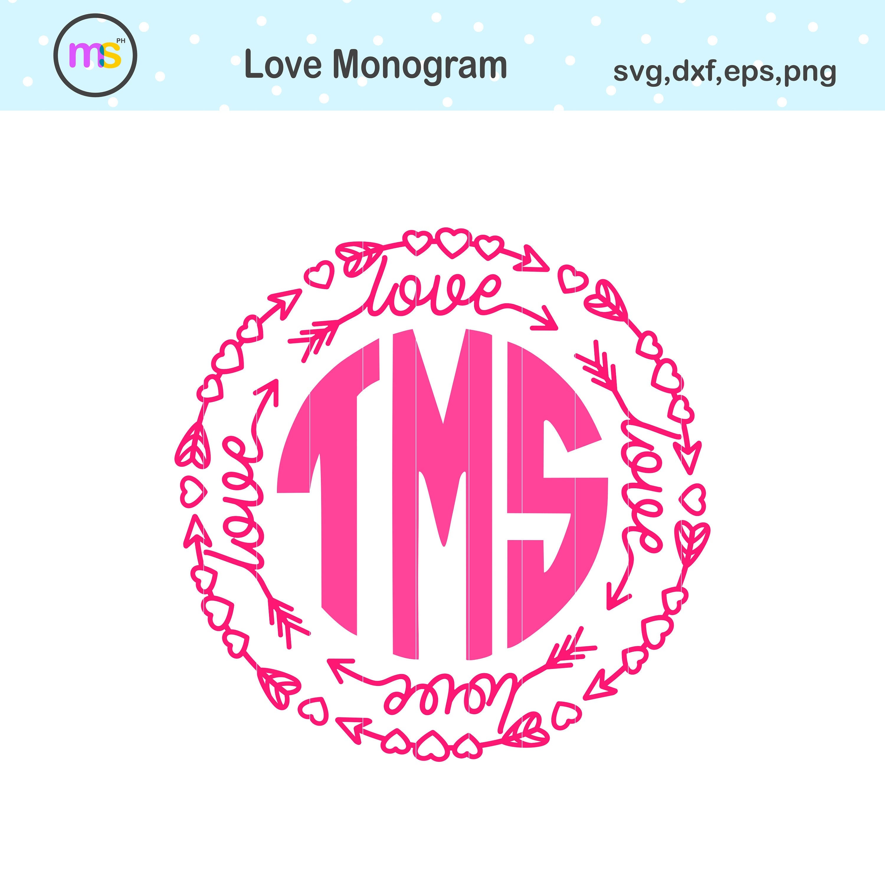 Download Love Monogram Svg Heart Monogram Svg Love Monogram Frame Etsy