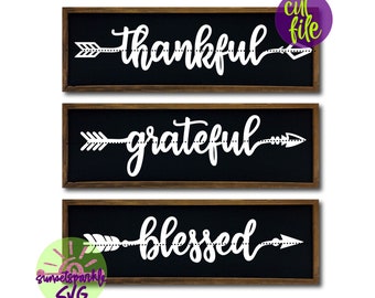 Thankful Grateful Blessed svg, Blessed svg, dxf, png, Thanksgiving svg file for cricut and Silhouette, Thanksgiving svg files