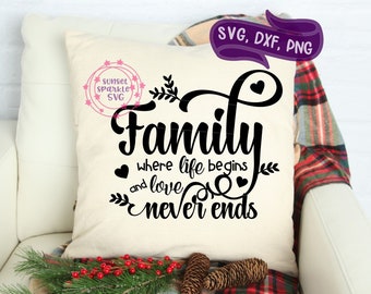 Family svg - Family Svg Sayings - Family Quotes Svg Files for Cricut - Sayings Svg File - where life begins and love never ends