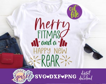 Christmas svg files - Merry Fitmas and a happy new year cutting files, christmas fitness quotes svg files, workout svg files, fit girl svg