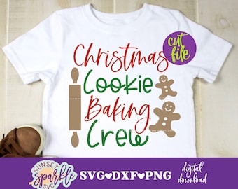 Christmas Cookie Baking Crew svg, Baking Crew svg, dxf, png-bestand, kerst svg-bestanden, kerst kinderen svg, kerst bakken svg, schort svg