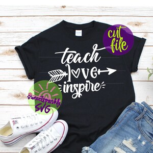 Leraar svg - Teach Love Inspire svg, leraar svg, dxf, png, Teacher Life svg, school svg, school leven svg, leraar svg voor cricut