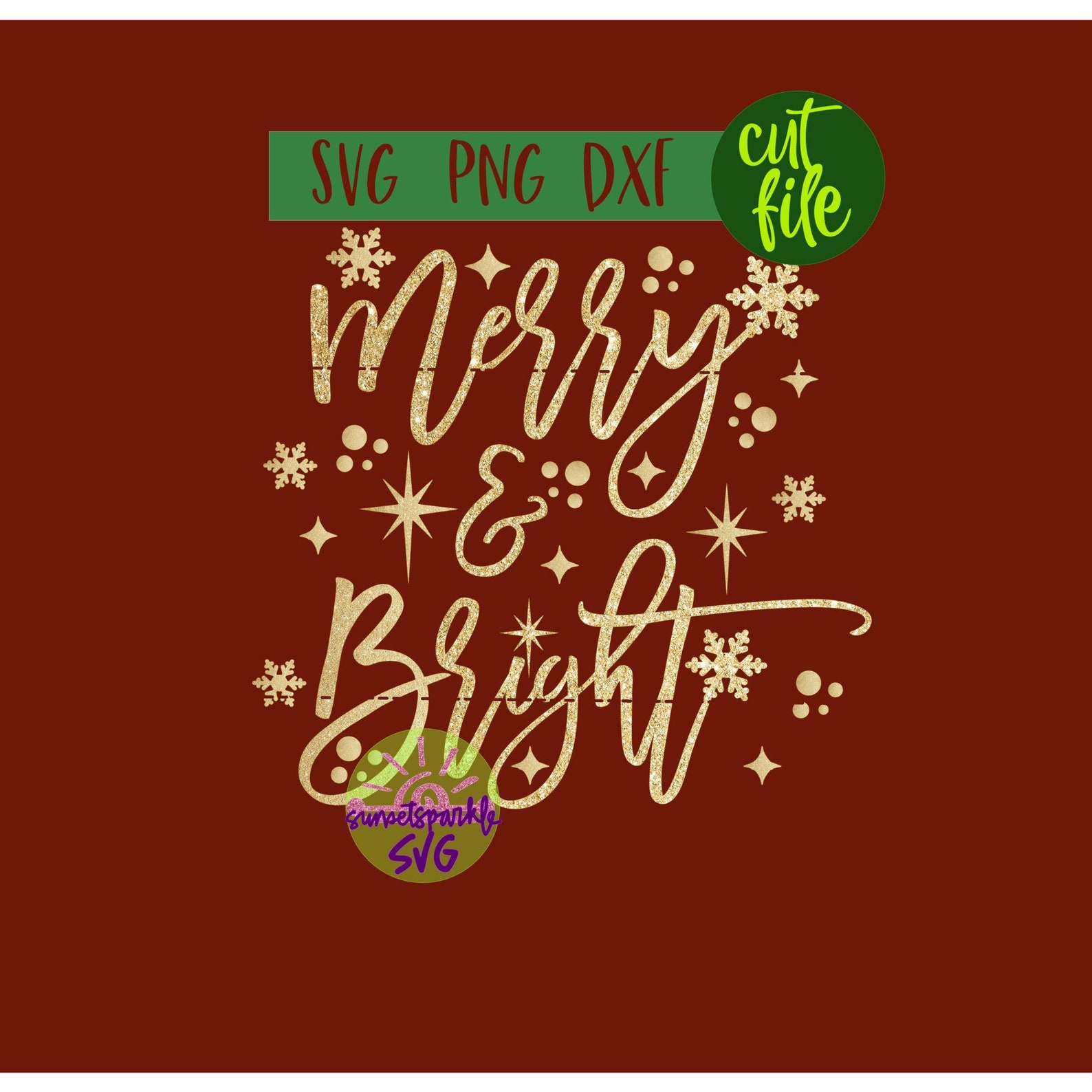 Christmas SVG Files Merry and Bright Svg Christmas Svg | Etsy