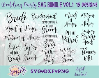 Hochzeit Party svg Bundle 1, Brautparty svg -Dateien, Dxf, Datei, png -Sofortdownload, bedruckbar, Hochzeit svg