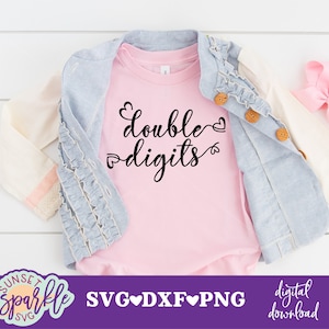 Doppelte Stellen-Svg, 10.Geburtstags-Svg, Dxf, Png-Datei für Cricut, Mädchen Geburtstags-Svg, 10.Geburtstags-Svg, Dxf, PNG, sofort-Download