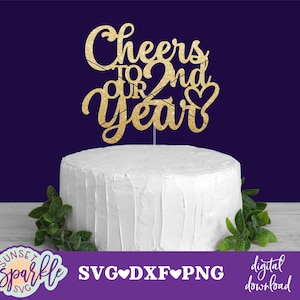 Verjaardag svg - proost op onze 2e jaar svg, taart topper svg, dxf, png-bestand, 2e jaar verjaardag svg, proost op 2 jaar svg