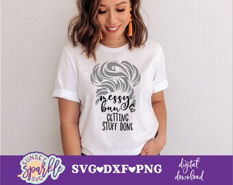 Messy Bun SVG - LAYERED cut file - Mom svg, dxf, png, instant download, mom life svg, mom hair svg, mother svg, mother's day svg