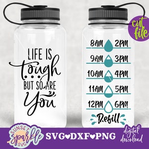 Het leven is zwaar, maar jij ook svg, watertracker svg, dxf, png, bidon svg, fitness svg, trainen svg, motiverende svg