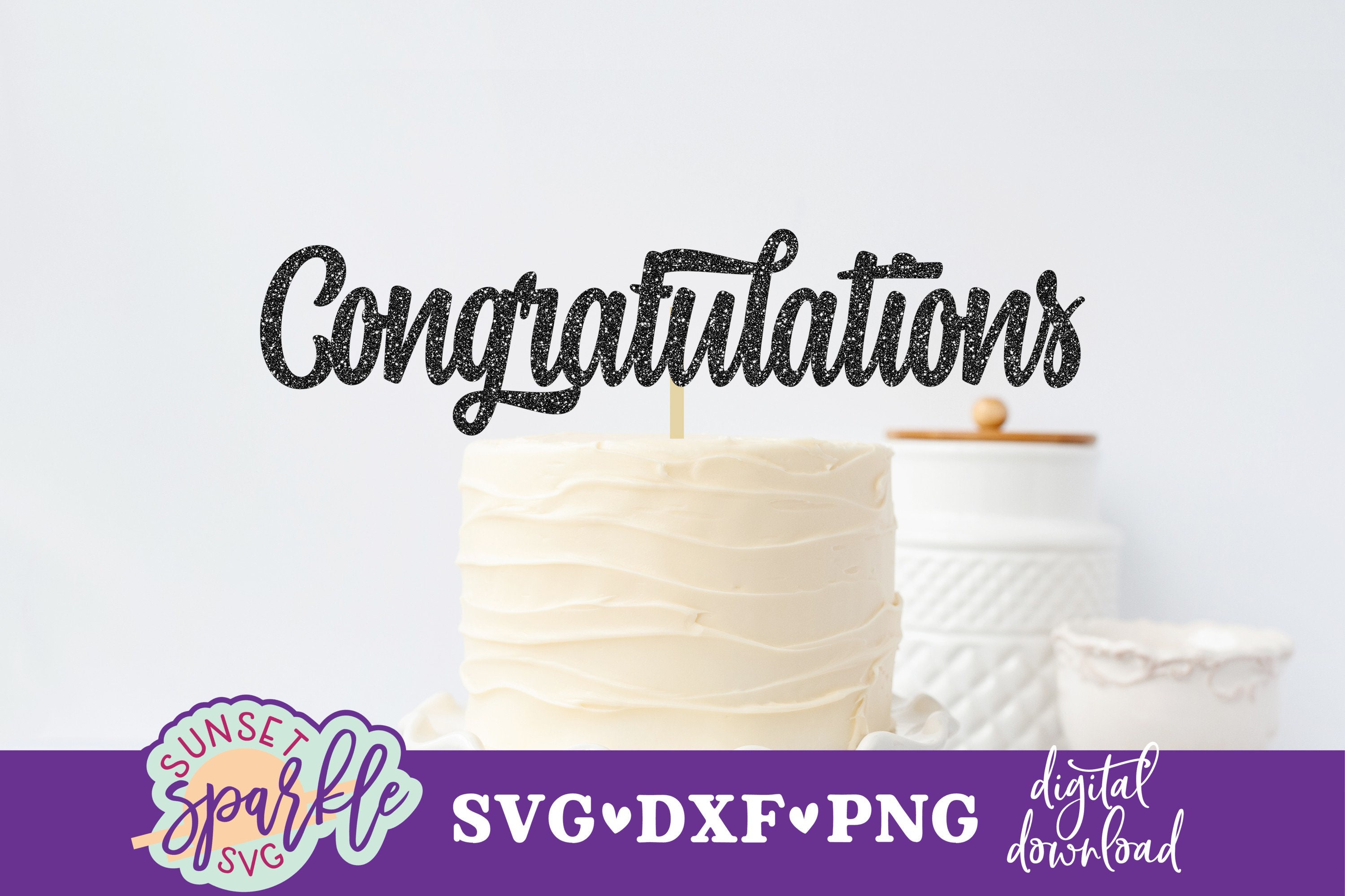 Acrylic Cake Topper Pick Congratulations - Silver | BIG W