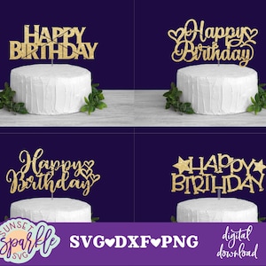 Gâteau d'anniversaire SVG - joyeux anniversaire jour svg, svg d'anniversaire, fichier dxf, png, fichier de coupe de gâteau, fichier vectoriel, anniversaire svg pour cricut