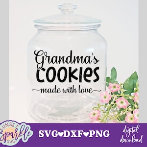 Biscoitos da Vovó Feitos com Amor svg, Vovó svg, dxf, png, Pote de Biscoitos svg, Arquivo svg da Vovó, Dia das Mães