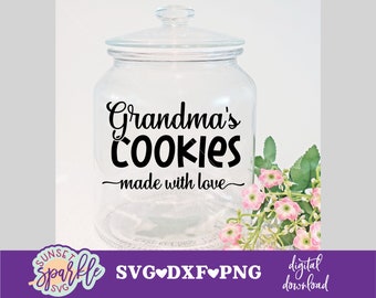 Grandma's Cookies Made with Love svg, Grandma svg, dxf, png, Cookie Jar svg, Grand mother svg file, Mother's day