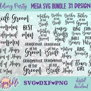 Hochzeitsparty svg Mega Bundle, Brautparty svg - Dateien, Dxf, Datei, png - Datei, sofort Download, bedruckbar, Hochzeit svg